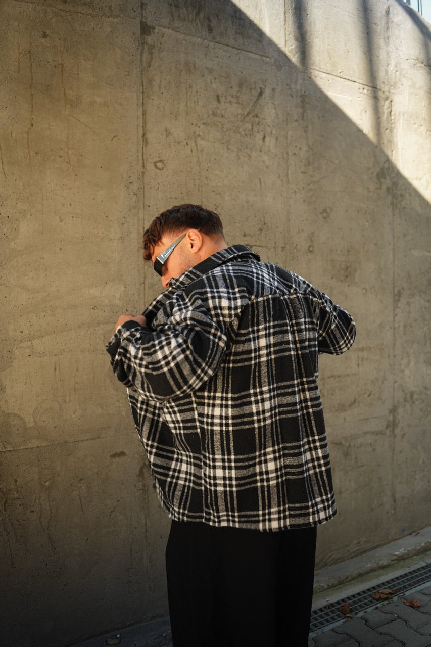 Cropped checkered shirt "brown plaid"