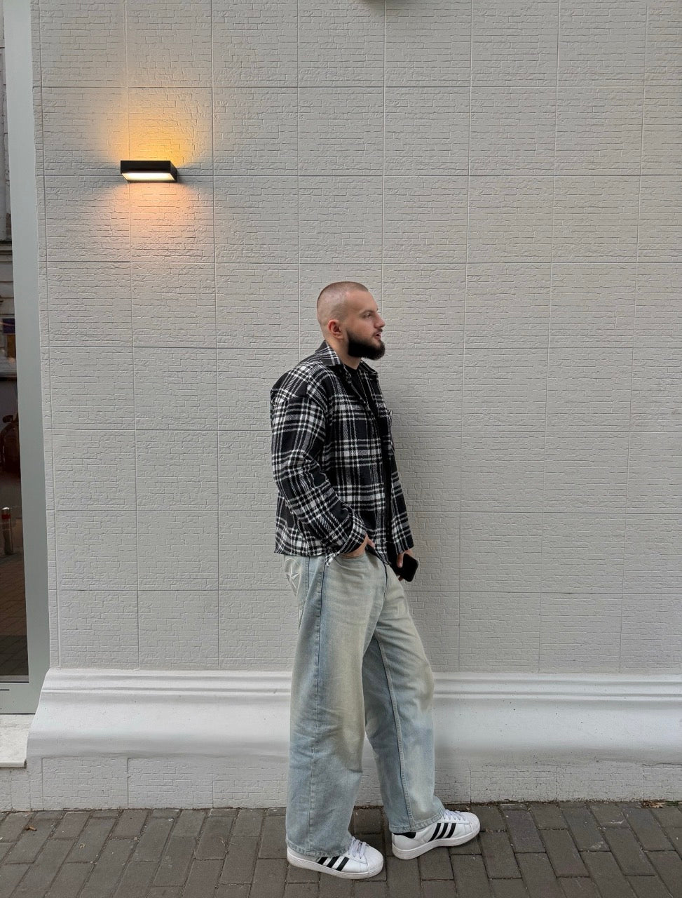 Cropped checkered shirt "brown plaid"
