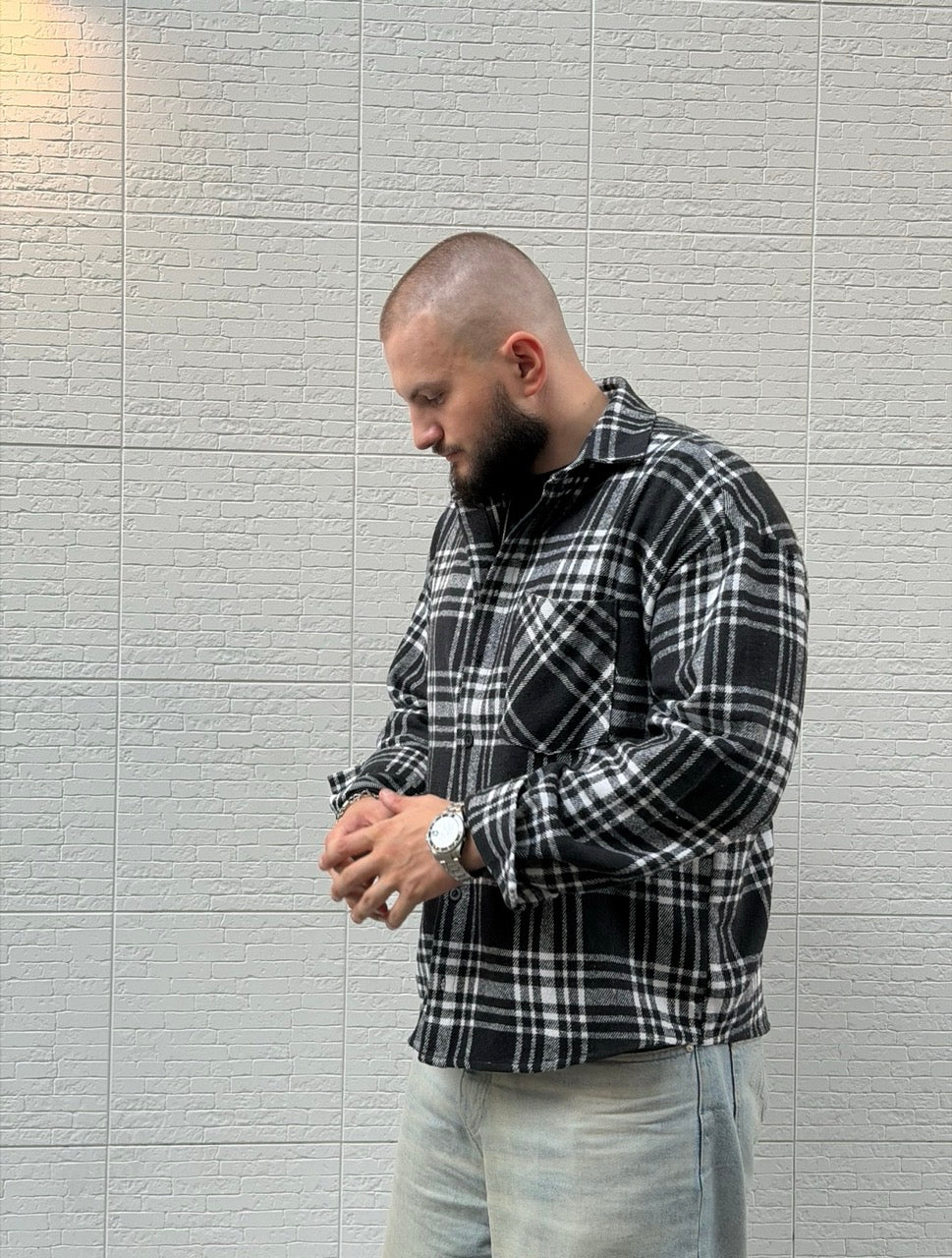 Cropped checkered shirt "brown plaid"