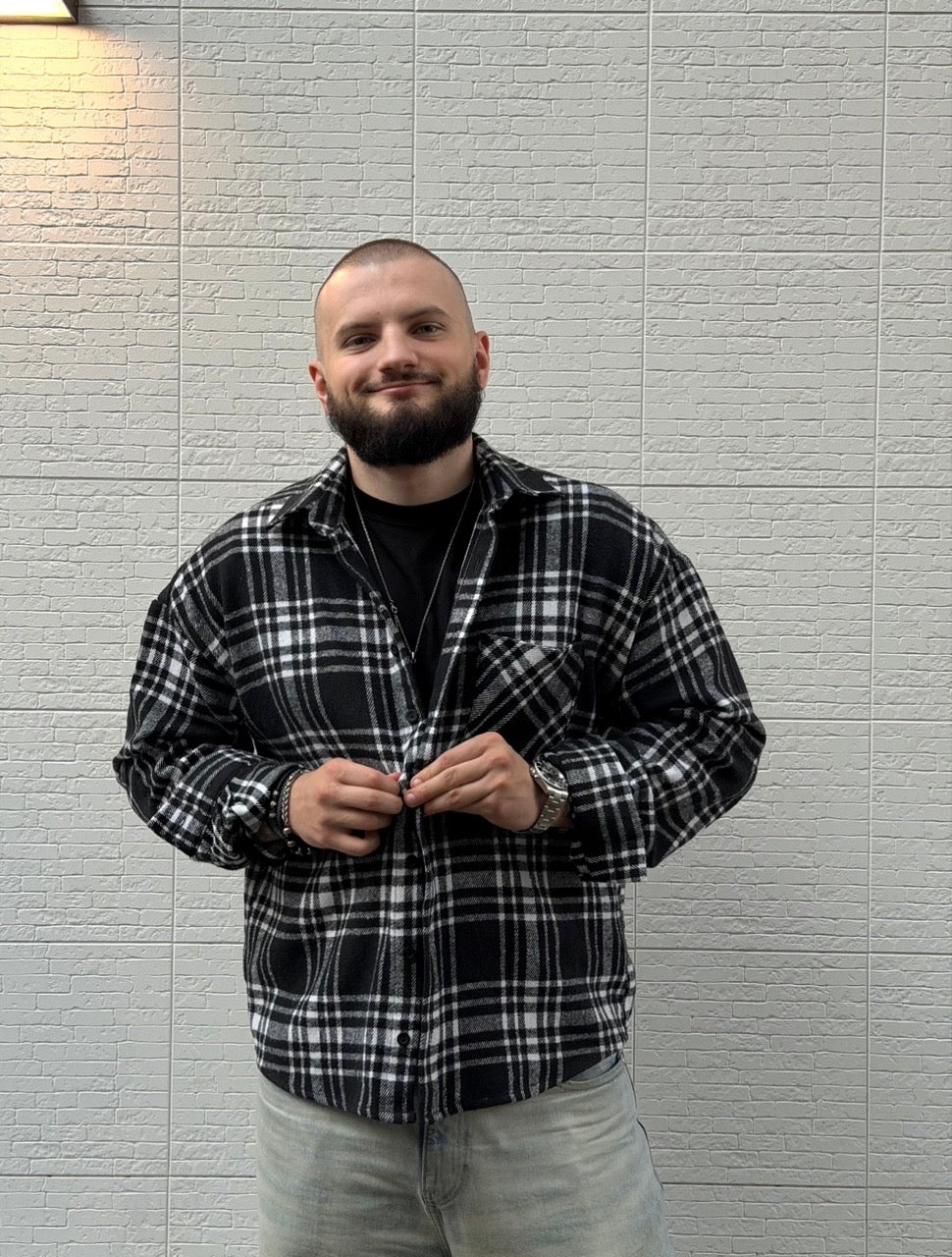 Cropped checkered shirt "brown plaid"