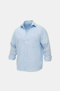 Loose-fitting blue linen shirt