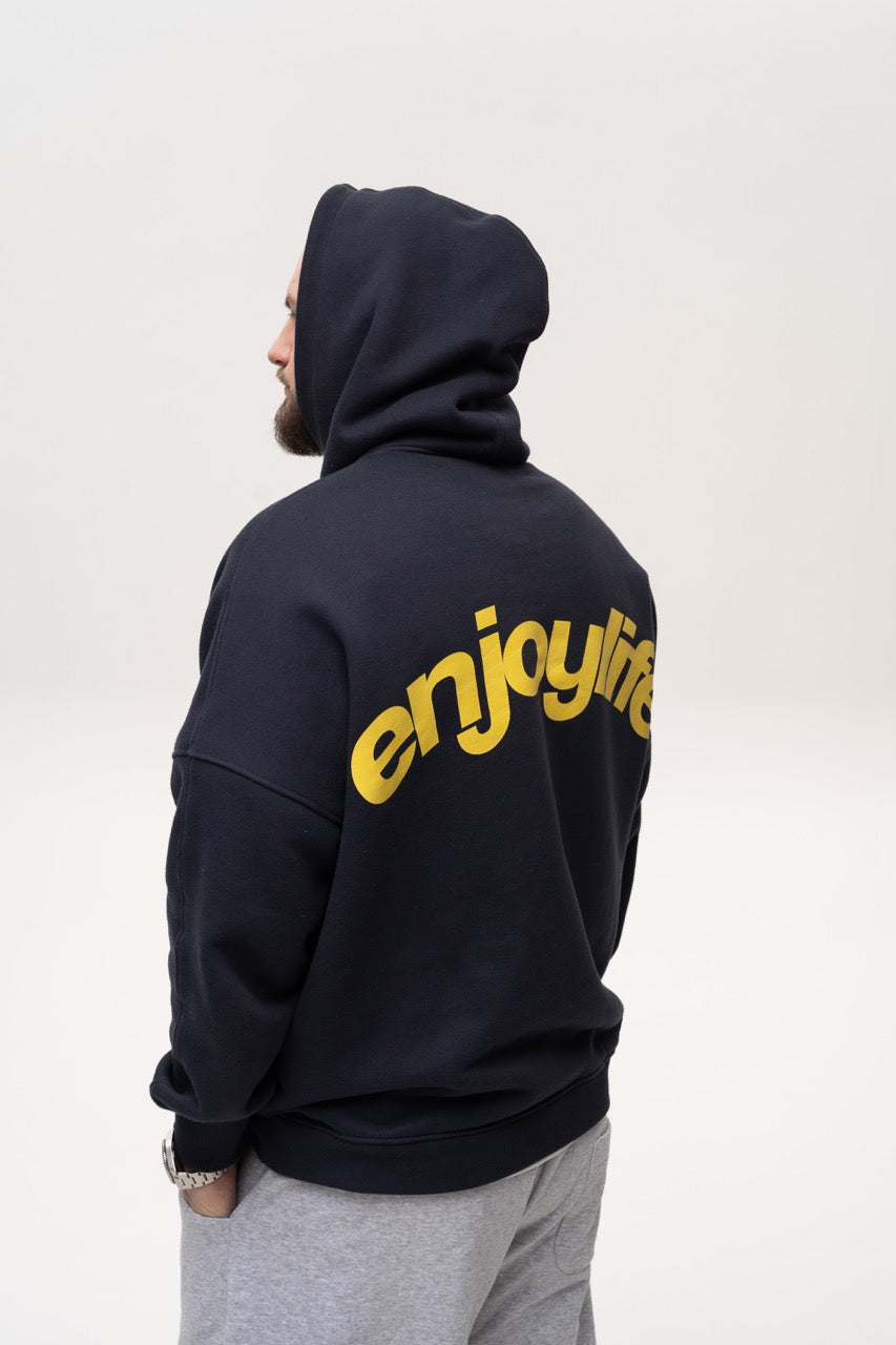 Худі "Enjoy Life" — оверсайз, 480 г/м², 100% бавовна · Синя