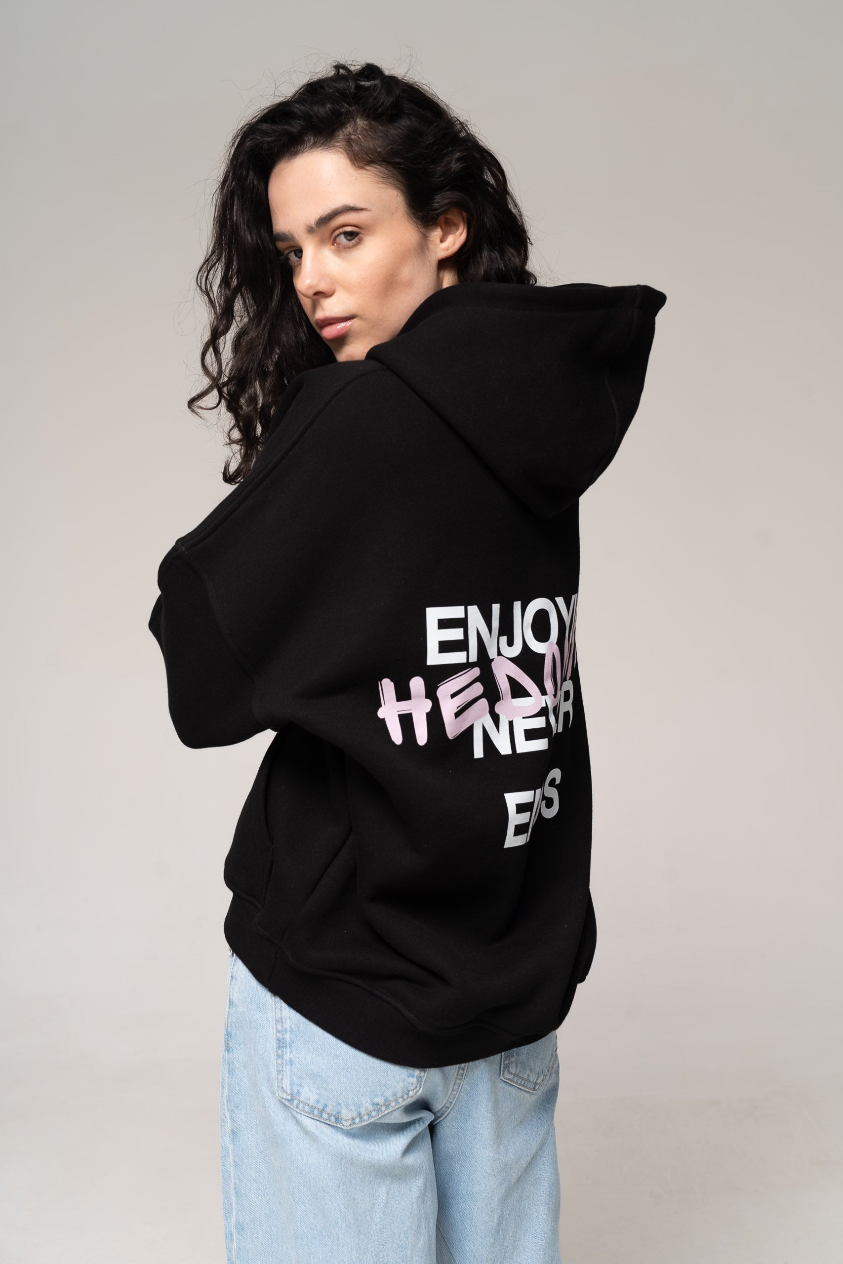 Худі "Enjoying Never Ends" · оверсайз, 480 г/м², 100% бавовна · Рожева