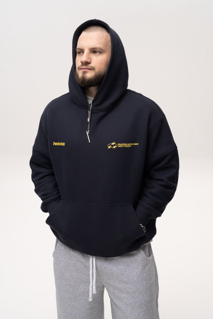 Худі "Enjoy Life" — оверсайз, 480 г/м², 100% бавовна · Синя