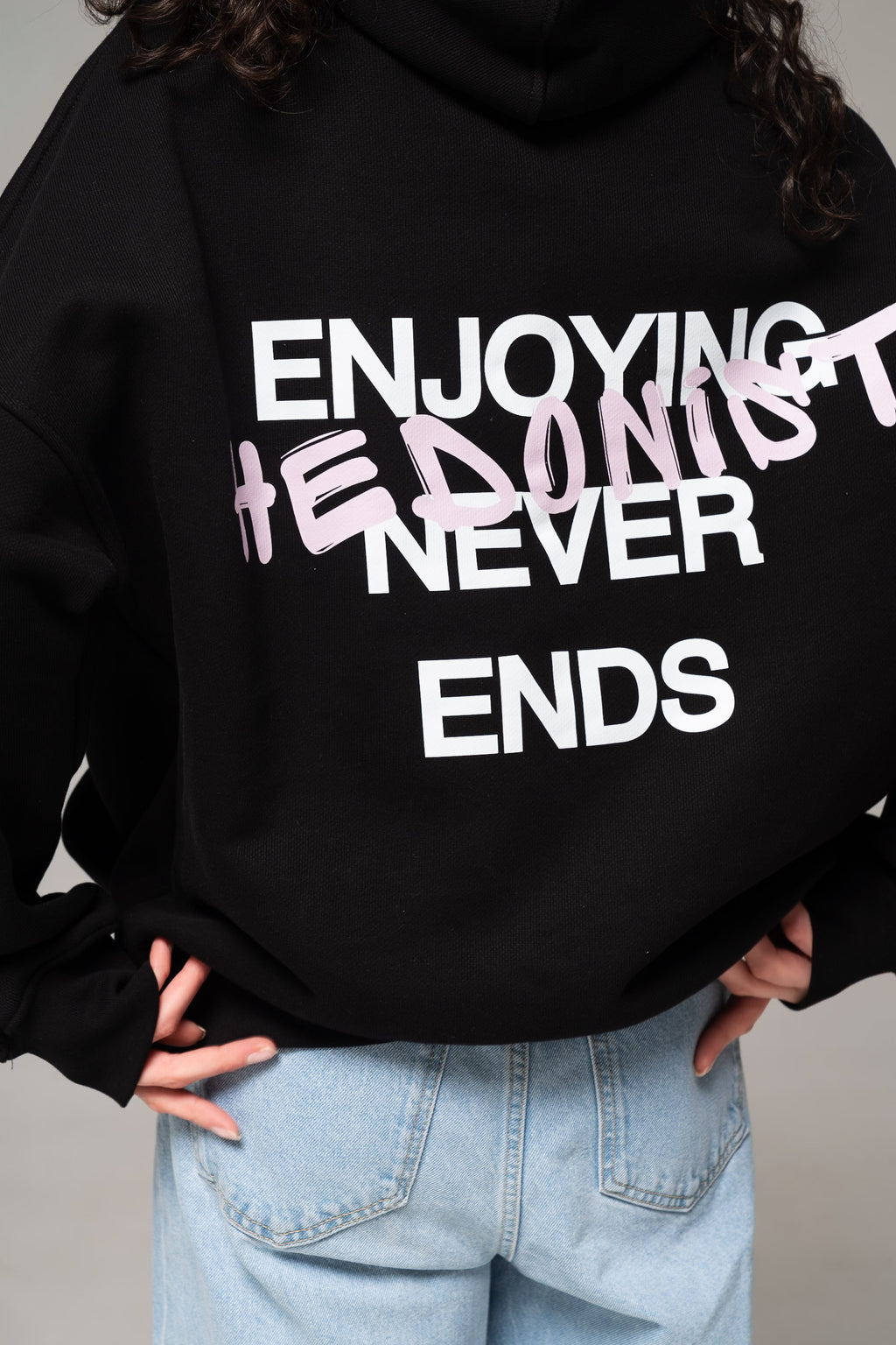 Худі "Enjoying Never Ends" · оверсайз, 480 г/м², 100% бавовна · Рожева