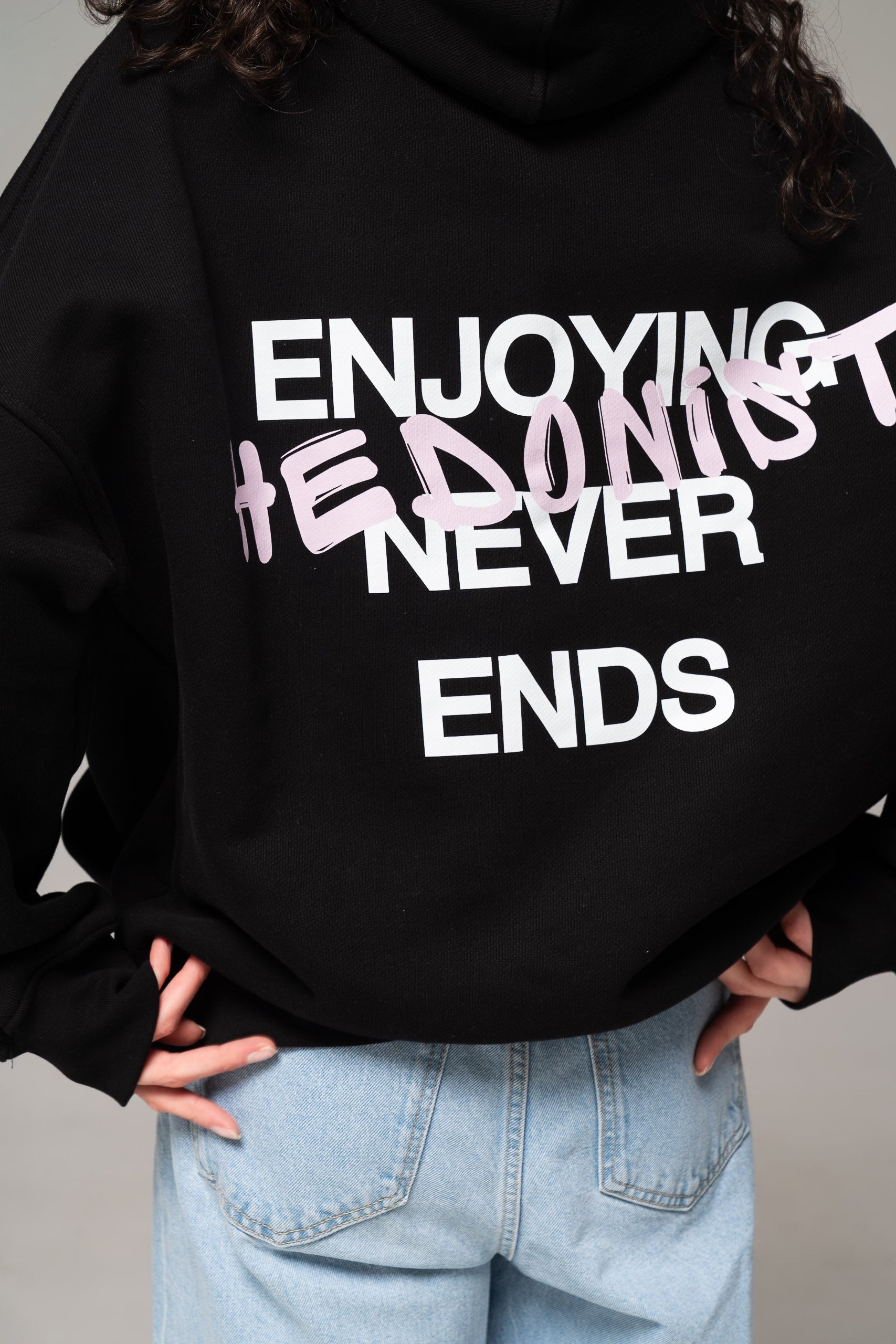 Худі "Enjoying Never Ends" · оверсайз, 480 г/м², 100% бавовна · Рожева