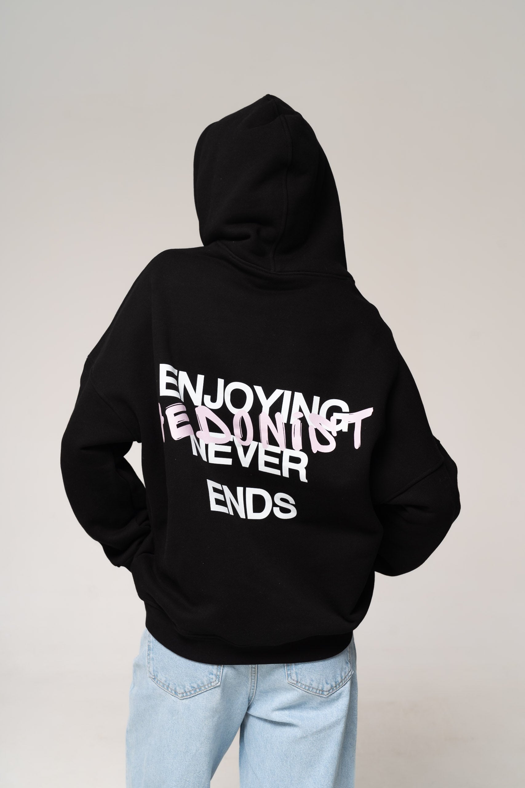 Худі "Enjoying Never Ends" · оверсайз, 480 г/м², 100% бавовна · Рожева
